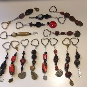 14 handcrafted beaded keychains.
